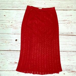 Trucco Crochet Pencil Midi Skirt Red Size 4